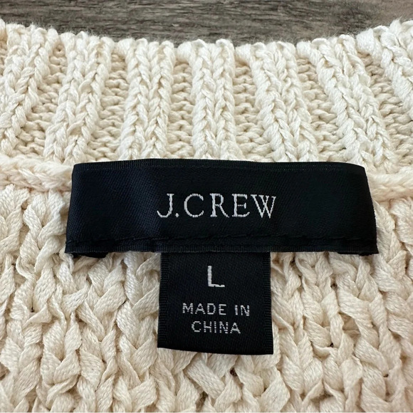J Crew size Large Cream High Neck Sweater Top Pullover Chunky Knit BI939 - Picture 4 of 9